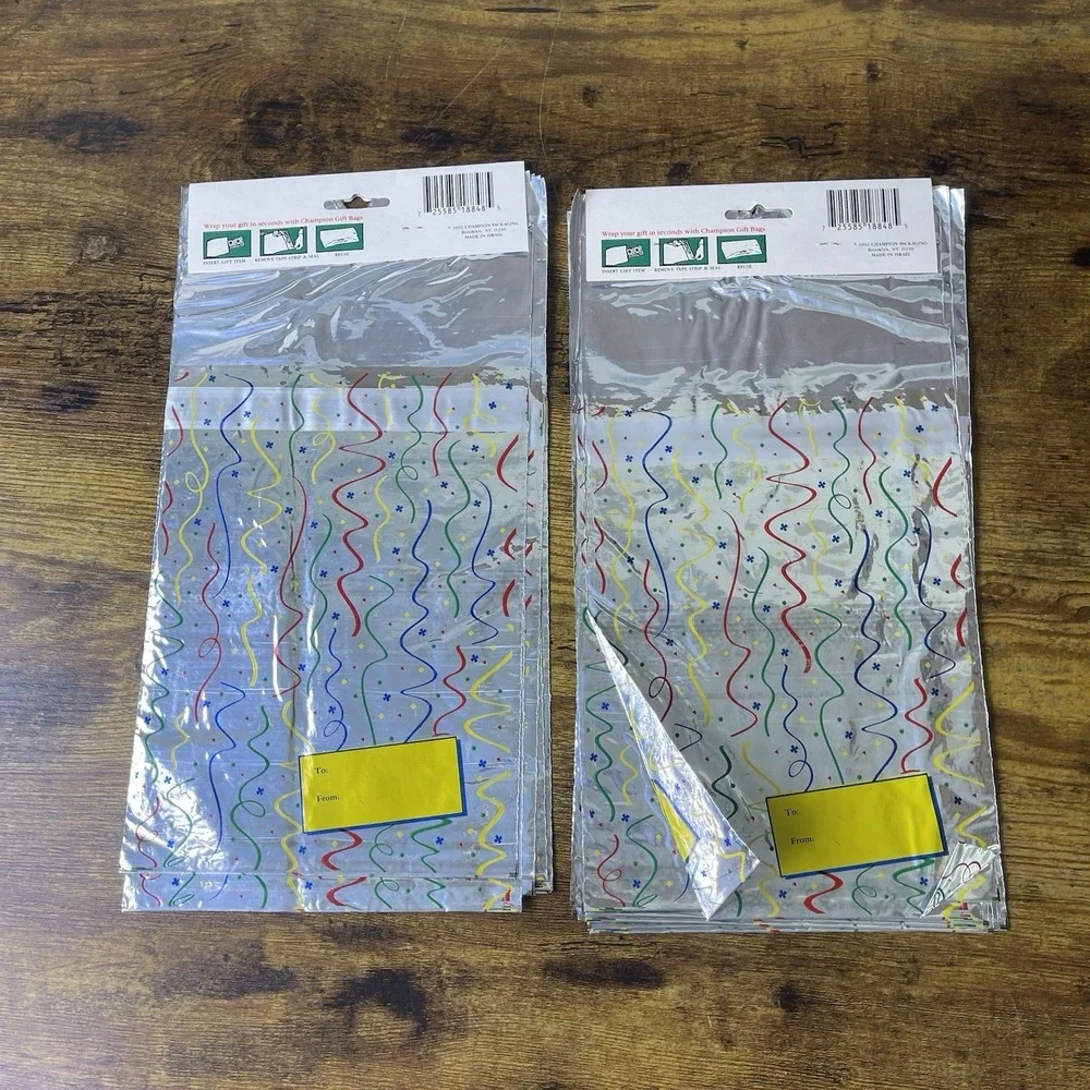 Vtg 90s Champion Shiny Metallic Gift Bags Lot Of 20 Total New In Package